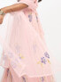 Maya contrast floral embellished dupatta in pale pink co-ord