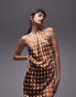 Фото #6 товара Topshop polka dot halter neck maxi dress in brown