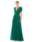 Women's Plunge Neck Puff Sleeve Gown