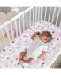 Фото #3 товара Blossom Pink/Gray Watercolor Floral Baby Fitted Mini Crib Sheet
