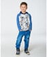 Фото #2 товара Toddler Boys Raglan Hooded T-Shirt Gray Mix And Blue