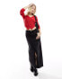 Фото #3 товара Miss Selfridge wrap over rib knit top in red