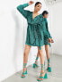 Фото #4 товара ASOS EDITION sequin wrap mini dress in teal green