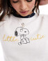 ASOS DESIGN waffle baby tee with snoopy licence graphic in cream