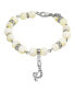 Silver Tone Cultured Mother of Pearl Crystal Initial Clasp Bracelet