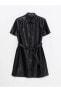 Фото #17 товара LCW Vision Düz Kısa Kollu Deri Görünümlü Kadın Gömlek Elbise