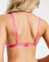 Фото #2 товара ASOS DESIGN lace barely there with heart hardwear soft bralet in hot pink