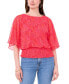 ფოტო #1 პროდუქტის Women's Smocked-Hem Paisley-Print Wide-Sleeve Top