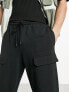 ASOS DESIGN straight leg cargo jogger with poppers in black