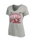 ფოტო #1 პროდუქტის Women's Heather Gray San Francisco 49ers 2023 NFC Champions Plus Size Hail Mary V-Neck T-Shirt
