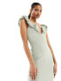 Фото #1 товара Vesper exclusive ruffle bardot bodycon midi dress in olive green