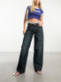 Фото #4 товара Weekday Ample low waist loose fit straight leg jeans in swamp blue
