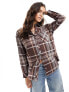 Miss Selfridge oversized shirt in brushed check 40 - фото #1