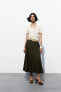 Фото #1 товара Широкая юбка миди из смесового льна с ремнем ZARA