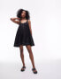 Фото #3 товара Topshop poplin trapeze mini dress with topstitch detail in black