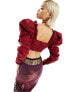 Labelrail x Dyspnea corsage detail puff sleeve rococo cropped blouse in oxblood