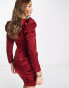 Lavish Alice bonded satin puff sleeve mini dress in burgundy Бордовый, 34 - фото #2