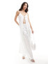 Y.A.S Bridal satin wide leg trouser co-ord in white