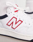 New Balance – 480 – Sneaker in Weiß und Marineblau mit roten Details