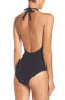 Фото #4 товара Womens Tory Burch Gemini Link Plunge One Piece Swimsuit Sz. M (Black) 150330