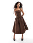 Amy Lynn Alexa shoulder tie midi dress in chocolate Коричневый, UK 8 - фото #1