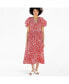 ფოტო #1 პროდუქტის Red Gingham Taffeta Midi Dress