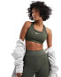 Nike Training Swoosh Dri-Fit medium support sports bra in khaki Зеленый, S - фото #1