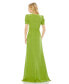 Women's Ieena Plunge Neck Puff Sleeve Cut Out Gown