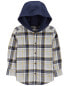 Фото #3 товара Toddler Plaid Hooded Button-Down Shirt 4T