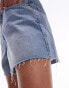 Фото #4 товара Topshop denim A line mom short in vintage blue