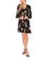 Women's Floral Print Smocked Balloon Sleeve A-Line Dress