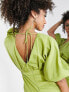 Фото #3 товара ASOS EDITION plunge blouson sleeve pencil midi dress in olive green