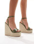 Simmi London Jamaica high espadrille wedges with eyelet buckle detail in khaki