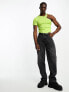 Фото #1 товара COLLUSION knitted one shoulder top in rib in lime green