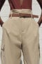 Belted paperbag cargo trousers