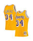 Men's Shaquille O'Neal Gold Los Angeles Lakers Hardwood Classics 1996-97 Swingman Jersey