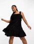 Фото #2 товара ASOS DESIGN Curve crochet tiered mini sundress in black