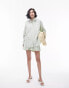 Topshop co-ord oversized stripe shirt in green and cream