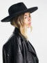 ASOS DESIGN structured wide brim fedora hat in black with trim detail