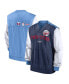 ფოტო #1 პროდუქტის Men's White, Light Blue Minnesota Twins Rewind Warmup V-Neck Pullover Jacket