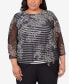 Топ Alfred Dunner Floral Mesh Stripe