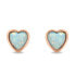 Delicate bronze earrings Hearts with synthetic opals EA610R