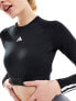 adidas Training Hyperglam long sleeve crop top in black