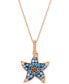 Фото #1 товара Le Vian multi-Sapphire (5/8 ct. t.w.) & Chocolate Diamond (1/20 ct. t.w.) Starfish Pendant Necklace in 14k Rose Gold, 18" + 2" extender