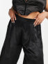 Yours wide leg satin trouser in black