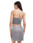 Фото #4 товара Pieces concert glitter mini skirt co-ord in silver