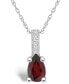 Фото #1 товара Macy's garnet (1-1/10 Ct. T.W.) and Diamond Accent Pendant Necklace in 14K White Gold