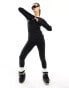 Threadbare Ski ribbed base layer top and leggings set in black