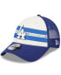 Фото #1 товара Men's White, Royal Los Angeles Dodgers Team Stripe Trucker 9Forty Snapback Hat