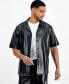 Фото #3 товара Men's Jax Regular-Fit Button-Down Faux-Leather Camp Shirt, Created for Macy's